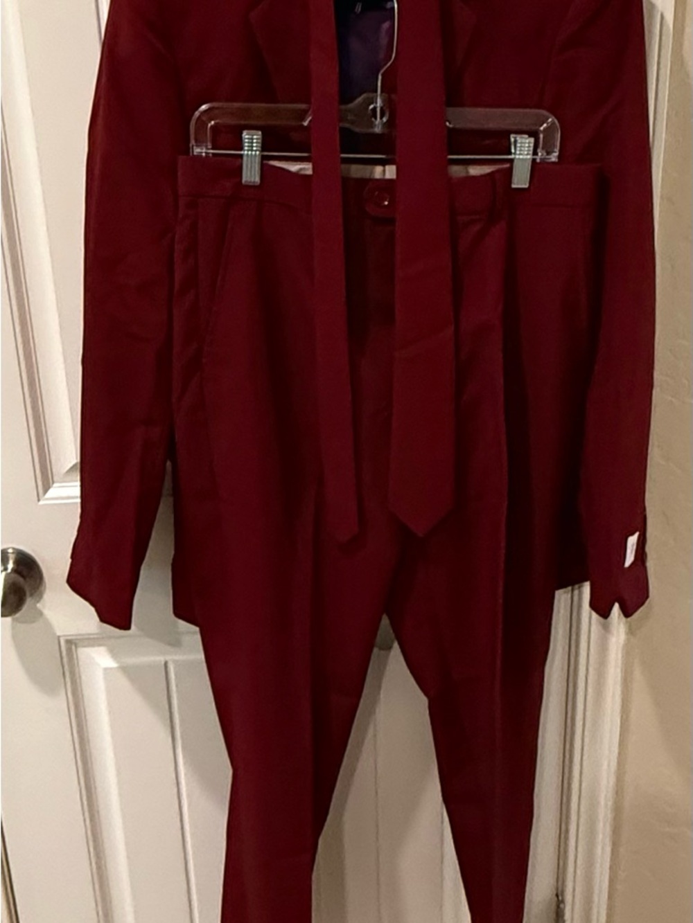 OppoSuits Men's Burgundy Pantsuit with Matching Tie